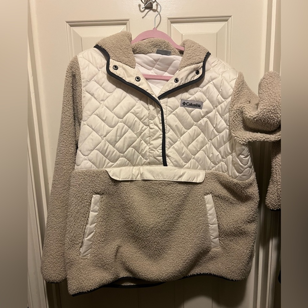 Columbia Sweet View Fleece Hooded Long Sleeve Pullover Chalk Size 2X EUC